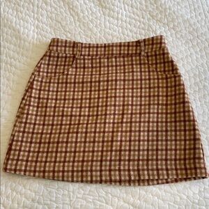 NEW Lulus Sycamore Brown Plaid Mini Skirt High Waisted Micro Mini Womens Small